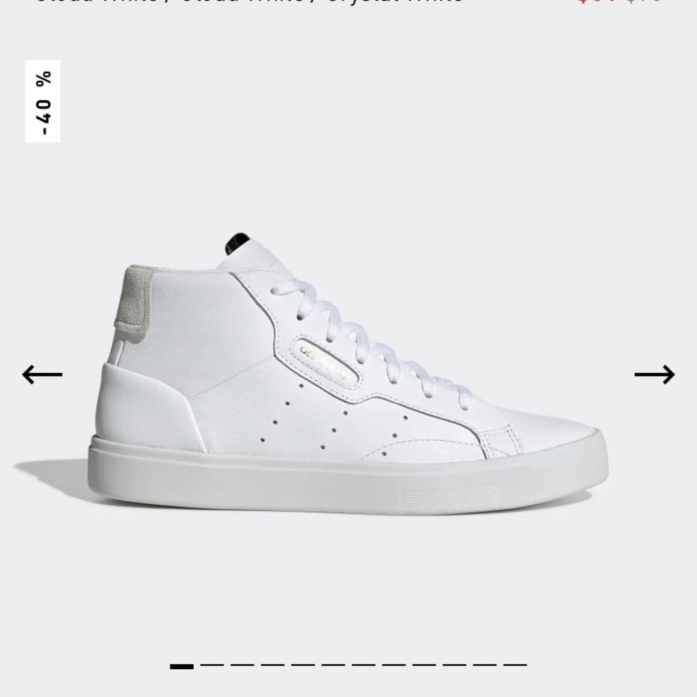 Adidas Sleek Mid Shoes Leather White High Top NWT